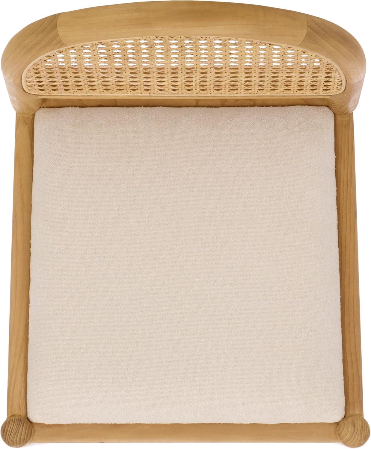 image:imageSAFAVIEH Couture Laylie 37Inch Counter Stool Natural Solid Wood amp Cane Rattan Weave with White Cushion Fully Assembled Ideal for Kitchen Dining Room SFV1608E