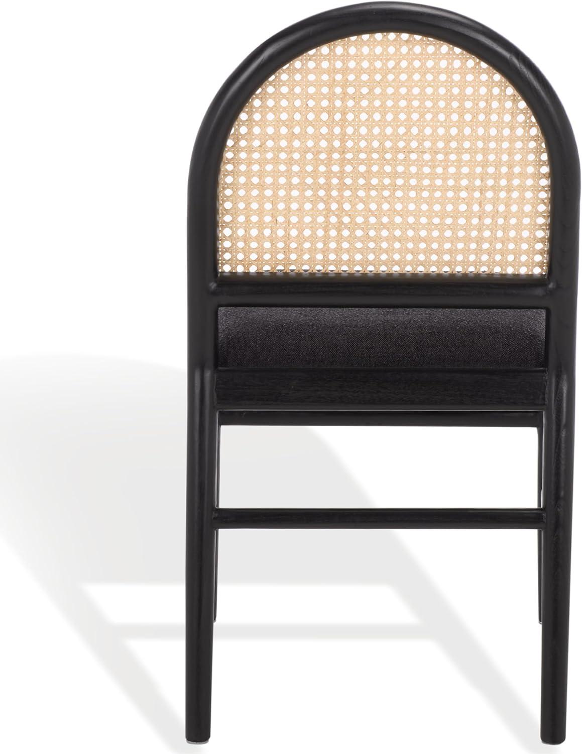 image:imageSAFAVIEH Couture Laylie Dining Chair Set of 2 Black Solid Wood amp Cushion with Natural Cane Rattan Weave Fully Assembled Ideal for Dining Room Kitchen 18 Seat Height SFV1607DSET2