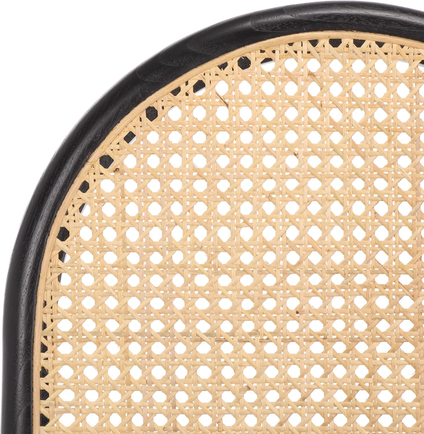 image:imageSAFAVIEH Couture Laylie Dining Chair Set of 2 Black Solid Wood amp Cushion with Natural Cane Rattan Weave Fully Assembled Ideal for Dining Room Kitchen 18 Seat Height SFV1607DSET2