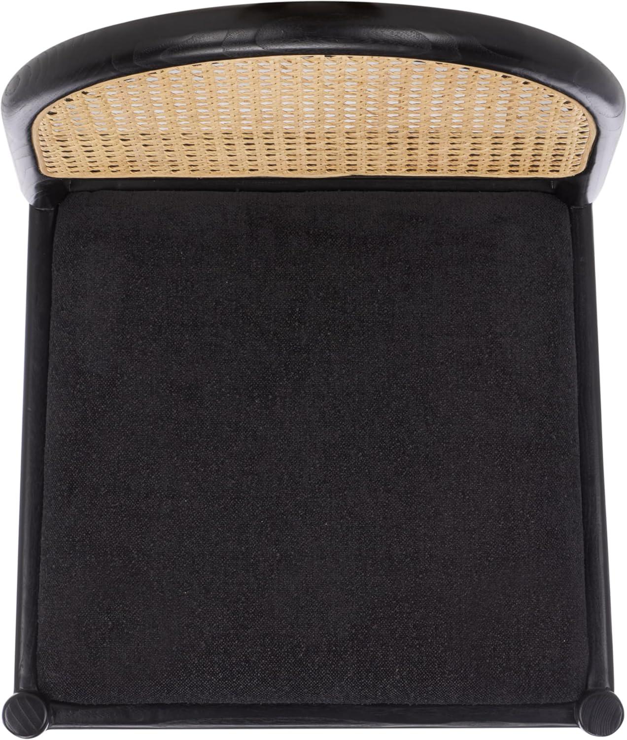 image:imageSAFAVIEH Couture Laylie Dining Chair Set of 2 Black Solid Wood amp Cushion with Natural Cane Rattan Weave Fully Assembled Ideal for Dining Room Kitchen 18 Seat Height SFV1607DSET2