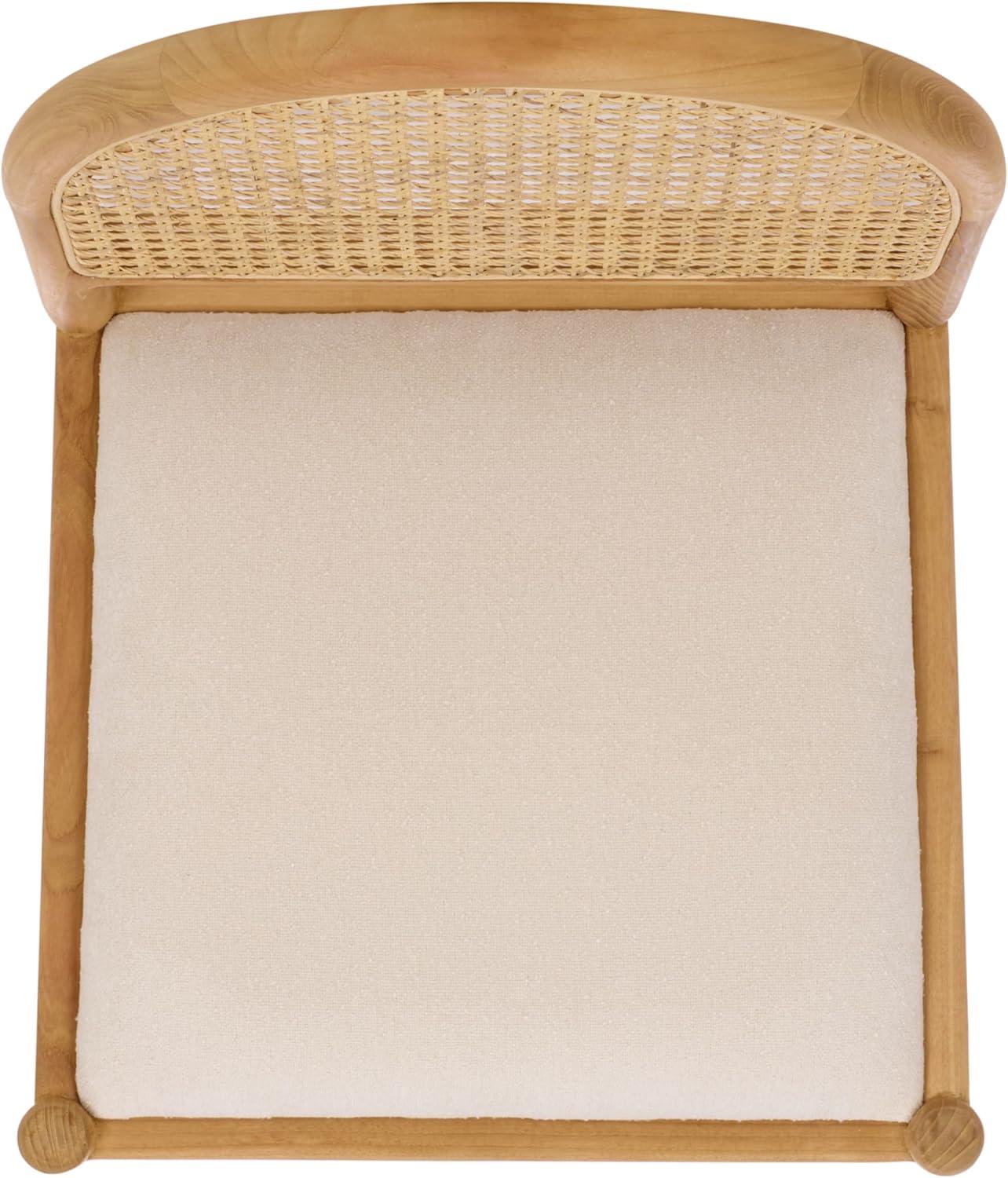image:imageSAFAVIEH Couture Laylie Dining Chair Set of 2 Natural Solid Wood amp Cane Rattan Weave with White Cushion Fully Assembled Ideal for Dining Room Kitchen 18 Seat Height SFV1607ESET2