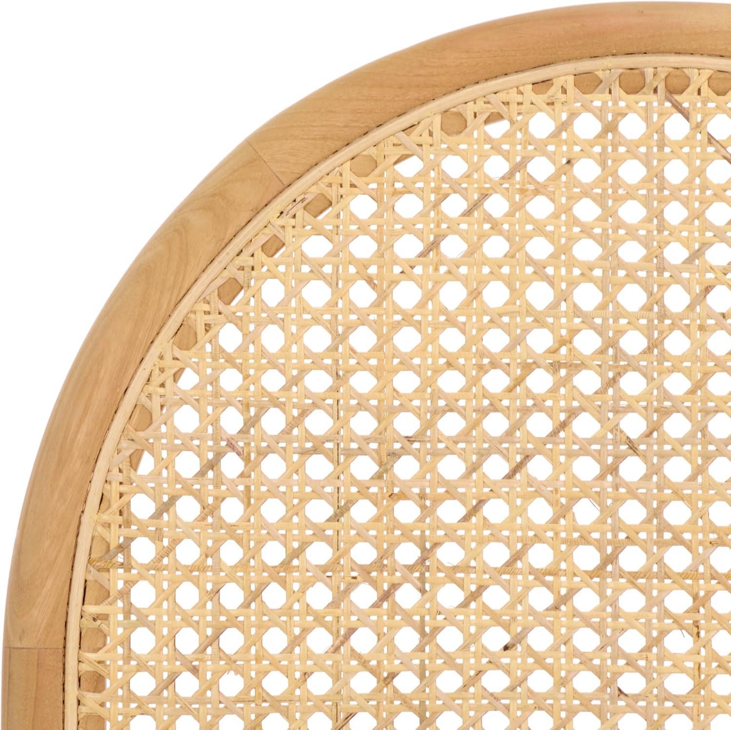 image:imageSAFAVIEH Couture Laylie Dining Chair Set of 2 Natural Solid Wood amp Cane Rattan Weave with White Cushion Fully Assembled Ideal for Dining Room Kitchen 18 Seat Height SFV1607ESET2