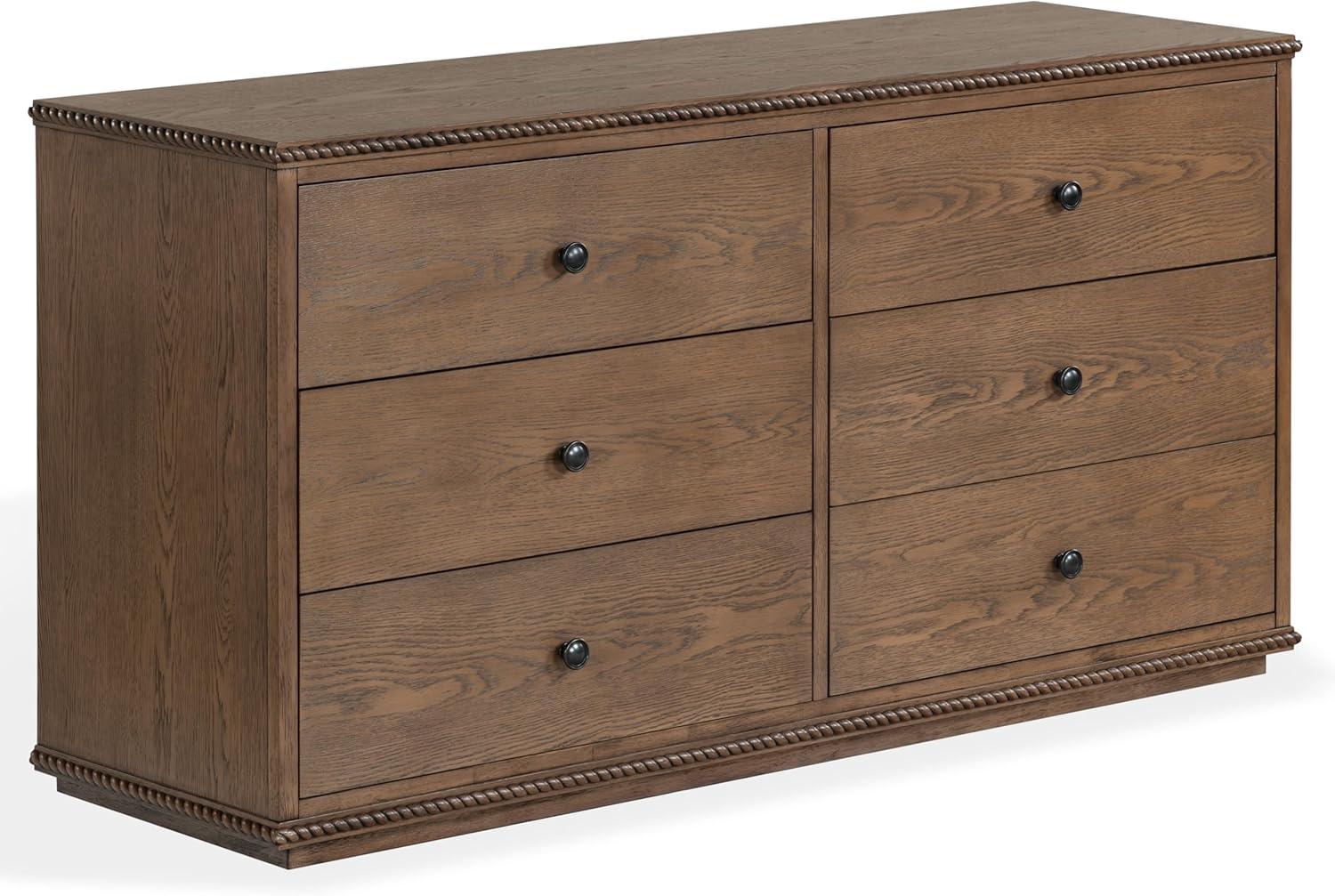 image:imageSAFAVIEH Couture Octavian Rope Detail Dresser Walnut Oak 6Drawer Storage Chest Fully Assembled Ideal for Bedroom Guest Room 66 W x 20 D x 34 H SFV2234BWalnut