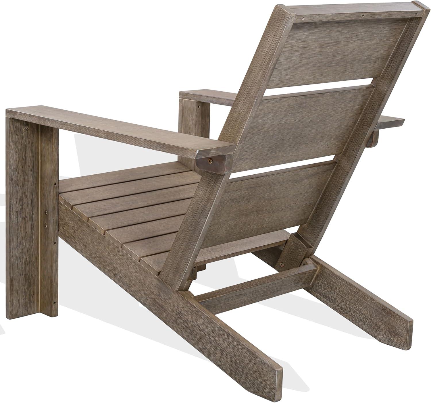 image:imageSAFAVIEH Couture Outdoor Coral Adirondack Chair Grey Eucalyptus Solid Wood Weather Resistant Ideal for Patio Deck Backyard 19 Seat Height CPT1063AGrey