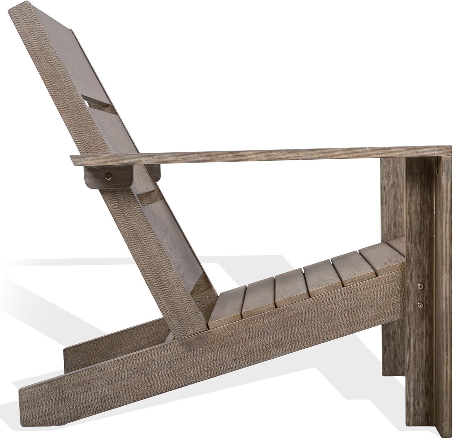 image:imageSAFAVIEH Couture Outdoor Coral Adirondack Chair Grey Eucalyptus Solid Wood Weather Resistant Ideal for Patio Deck Backyard 19 Seat Height CPT1063AGrey