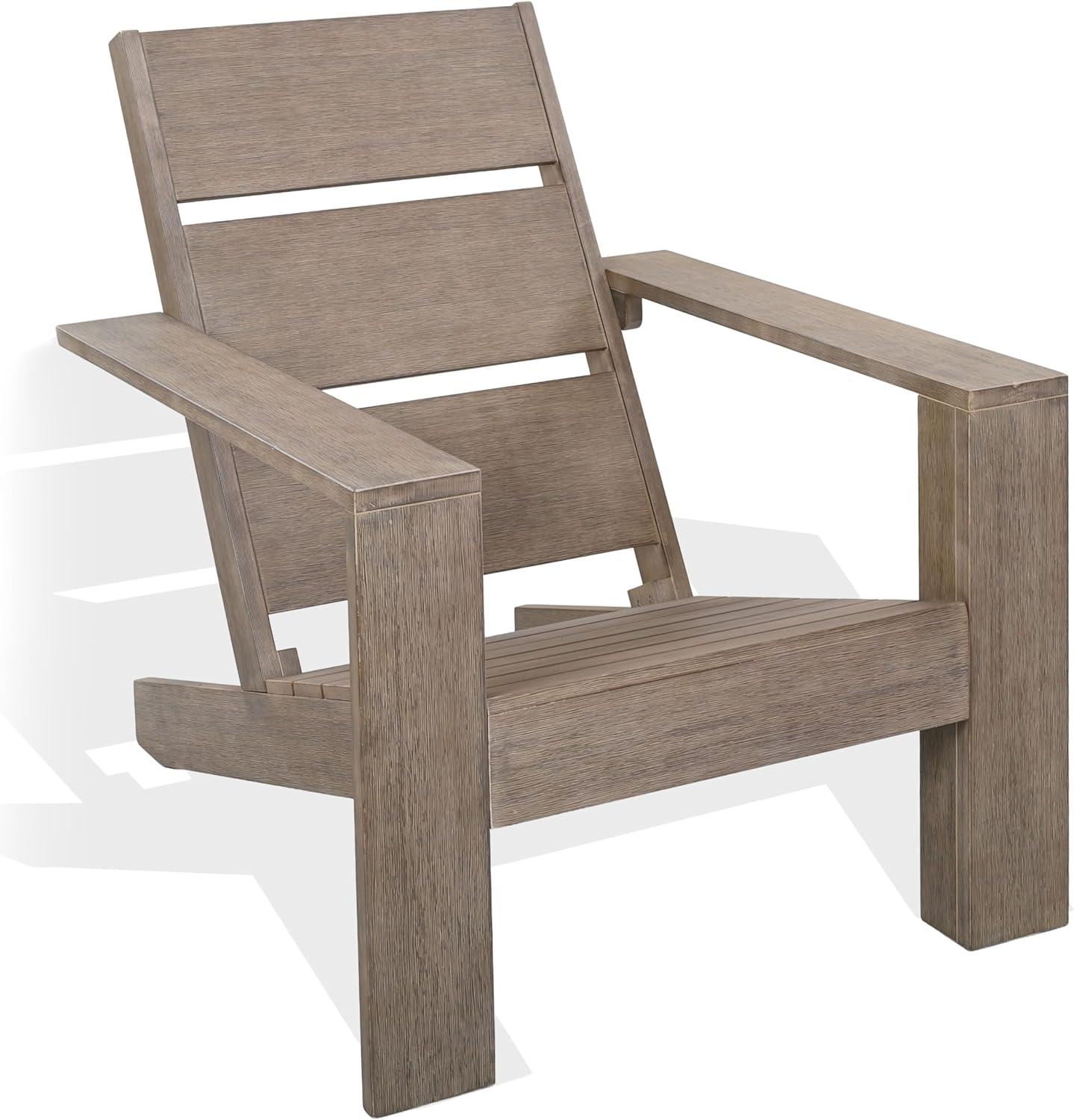image:imageSAFAVIEH Couture Outdoor Coral Adirondack Chair Grey Eucalyptus Solid Wood Weather Resistant Ideal for Patio Deck Backyard 19 Seat Height CPT1063AGrey