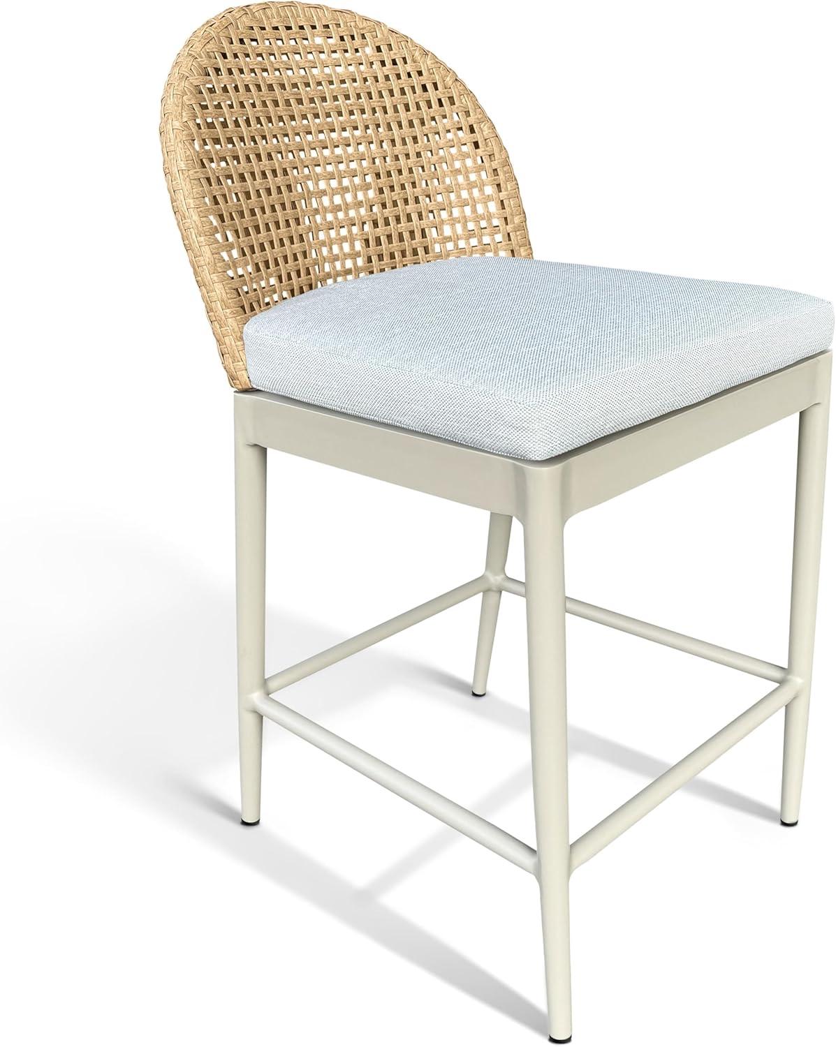 image:imageSAFAVIEH Couture Outdoor Rosalind 25Inch Counter Stool Light Grey Cushion amp Beige Aluminum Frame Woven Back Design Fully Assembled Ideal for Patio Deck Backyard CPT4019ALight GreyBeige