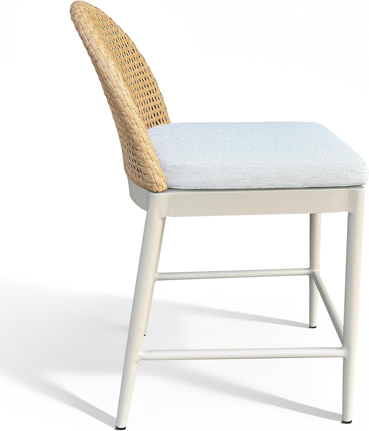 image:imageSAFAVIEH Couture Outdoor Rosalind 25Inch Counter Stool Light Grey Cushion amp Beige Aluminum Frame Woven Back Design Fully Assembled Ideal for Patio Deck Backyard CPT4019ALight GreyBeige