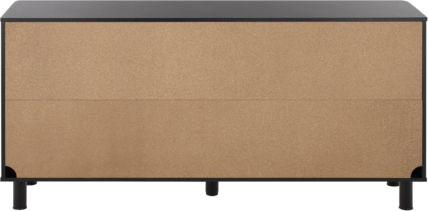 image:imageSAFAVIEH Furniture Isak Media Stand for TVs up to 70 Black Slat Door Entertainment Media Console Storage Cabinet for Living Room Bedroom MED3127BBlackBlack