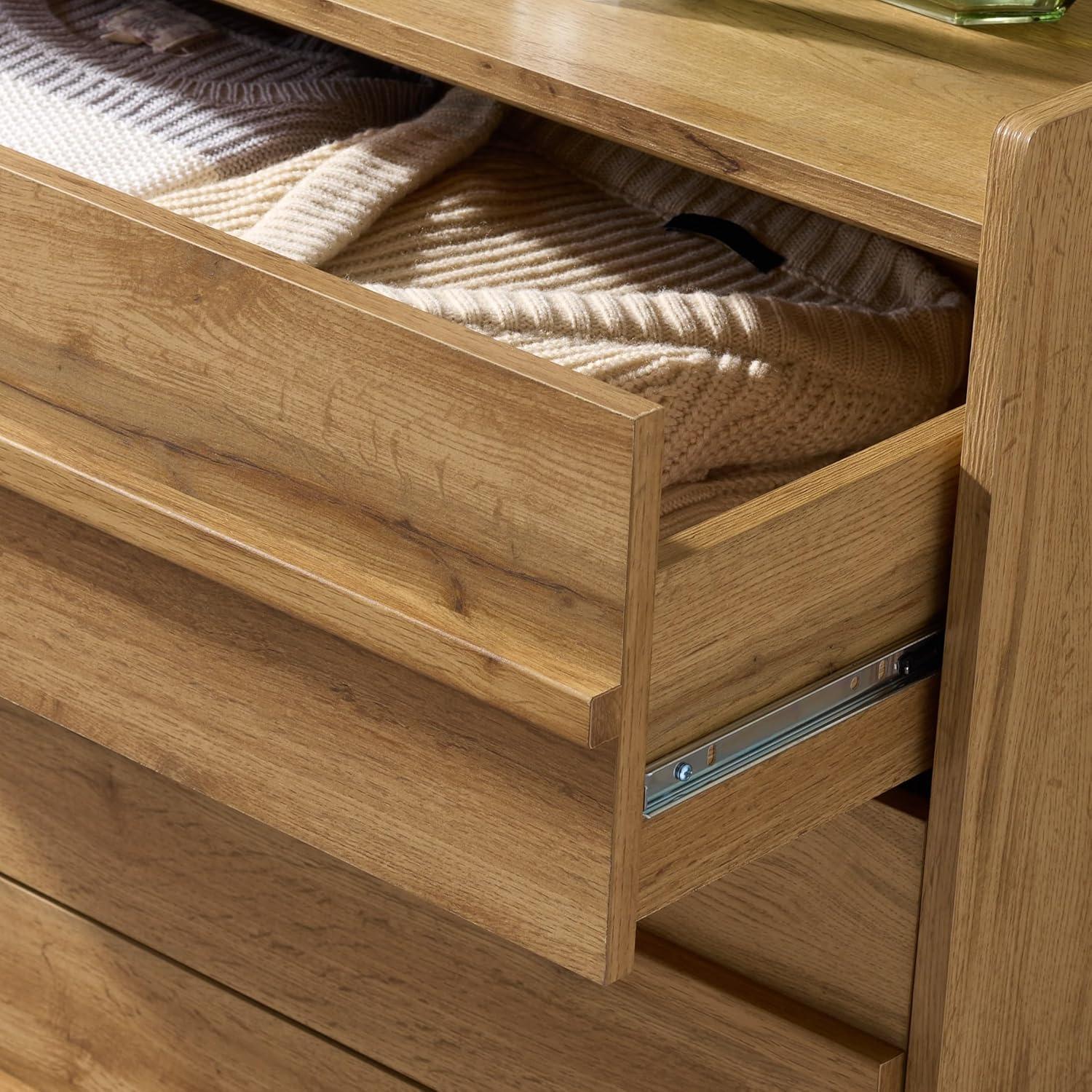 image:imageSAFAVIEH Furniture Mishi 3Drawer Chest Oak WoodLook Dresser with Storage Modern Bedroom amp Guest Room Storage Cabinet 32 W x 183 D x 315 H CHS3101AOak