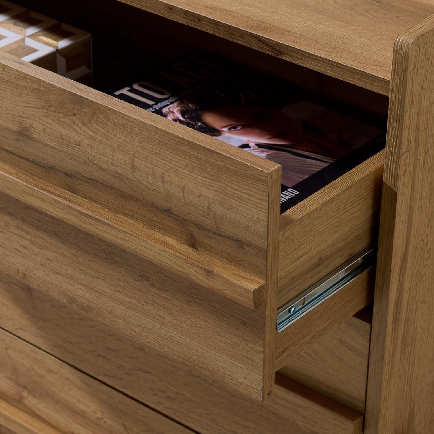 image:imageSAFAVIEH Furniture Mishi 3Drawer Chest Oak WoodLook Dresser with Storage Modern Bedroom amp Guest Room Storage Cabinet 32 W x 183 D x 315 H CHS3101AOak