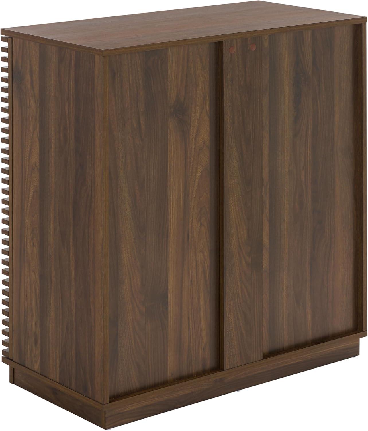 image:imageSAFAVIEH Furniture Moroto Media Stand for TVs up to 35 Walnut 2Door Modern Sideboard Storage Cabinet Console with Slatted Doors amp Interior Shelving MED3607AWalnut