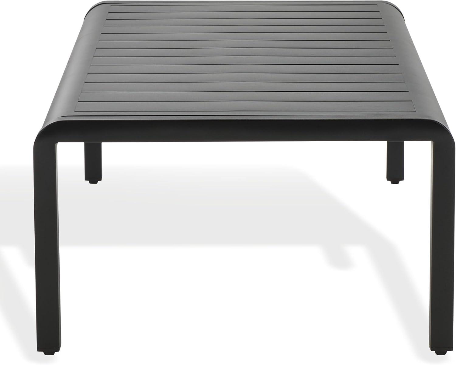 image:imageSAFAVIEH Outdoor Couture Patio Furniture Guam Black Aluminum Slatted Coffee TableBlack