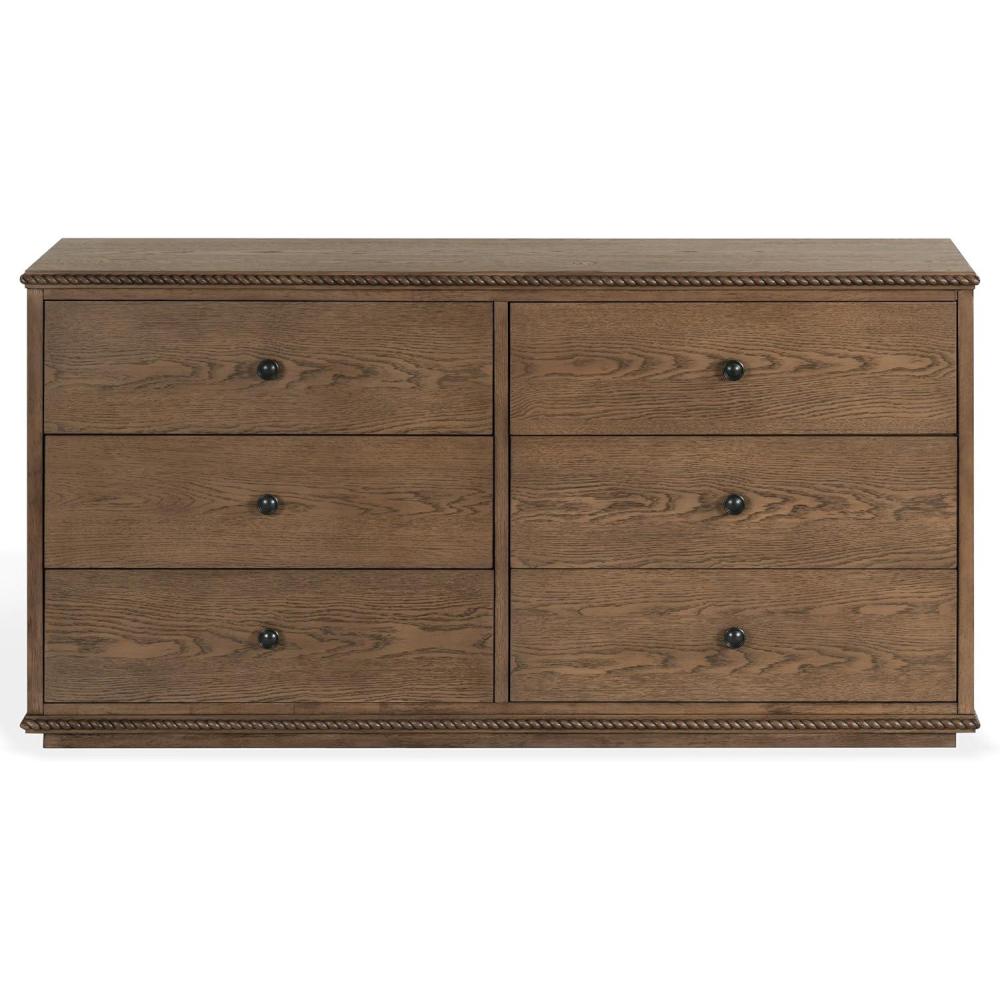 image:imageSAFAVIEH Couture  Octavian Rope Detail Dresser  Walnut Oak  6Drawer Storage Chest  Fully Assembled  Ideal for Bedroom Guest Room 66 W x 20 D x 34 H SFV2234BWalnut