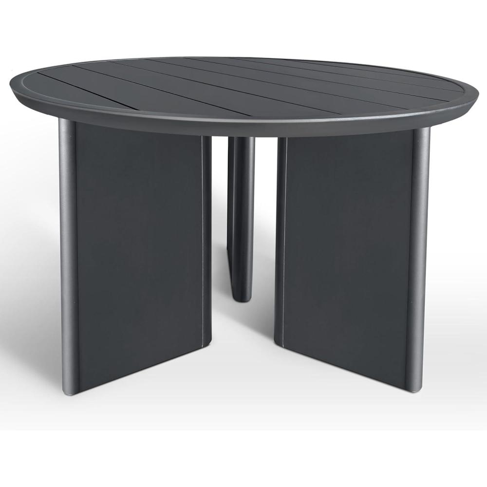 image:imageSAFAVIEH Couture Outdoor Bethlyn Round Dining Table Black Aluminum Weather Resistant Lightweight Ideal for Patio Deck Backyard 417 W x 417 D x 299 H CPT4023ABlack