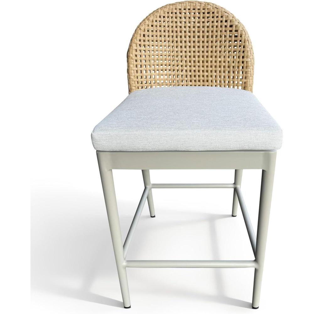 image:imageSAFAVIEH Couture Outdoor Rosalind 25Inch Counter Stool Light Grey Cushion amp Beige Aluminum Frame Woven Back Design Fully Assembled Ideal for Patio Deck Backyard CPT4019ALight GreyBeige