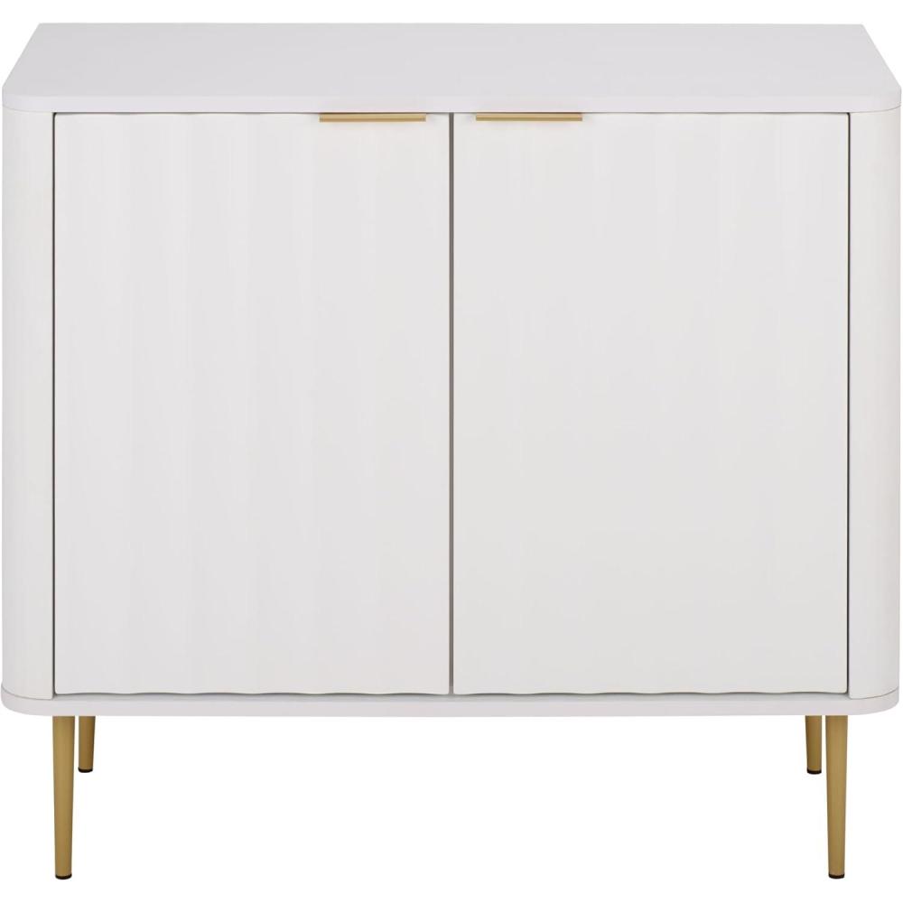 image:imageSAFAVIEH Furniture  Hilsa Media Stand for TVs up to 32  White amp Gold 2Door Compact Entertainment Media Console for Living Room Bedroom MED3118AWhiteGold