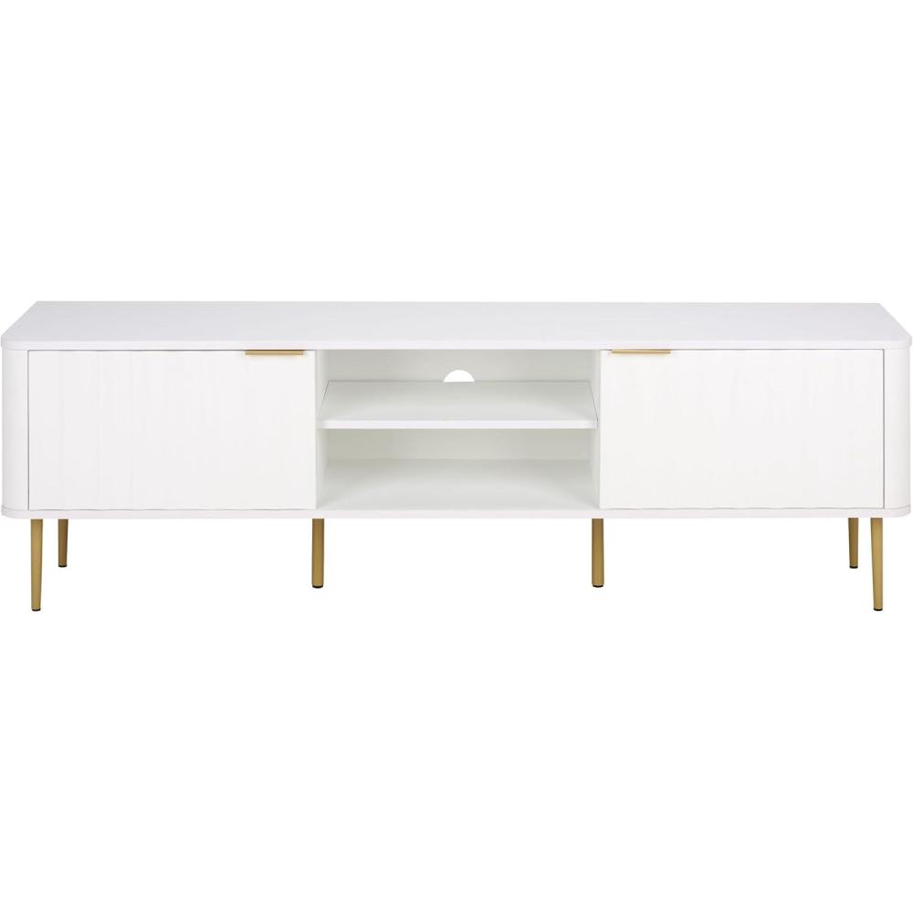 image:imageSAFAVIEH Furniture  Hilsa Media Stand for TVs up to 65  White amp Gold 3Door Entertainment Media Console  Storage Cabinet for Living Room Bedroom MED3117AWhiteGold