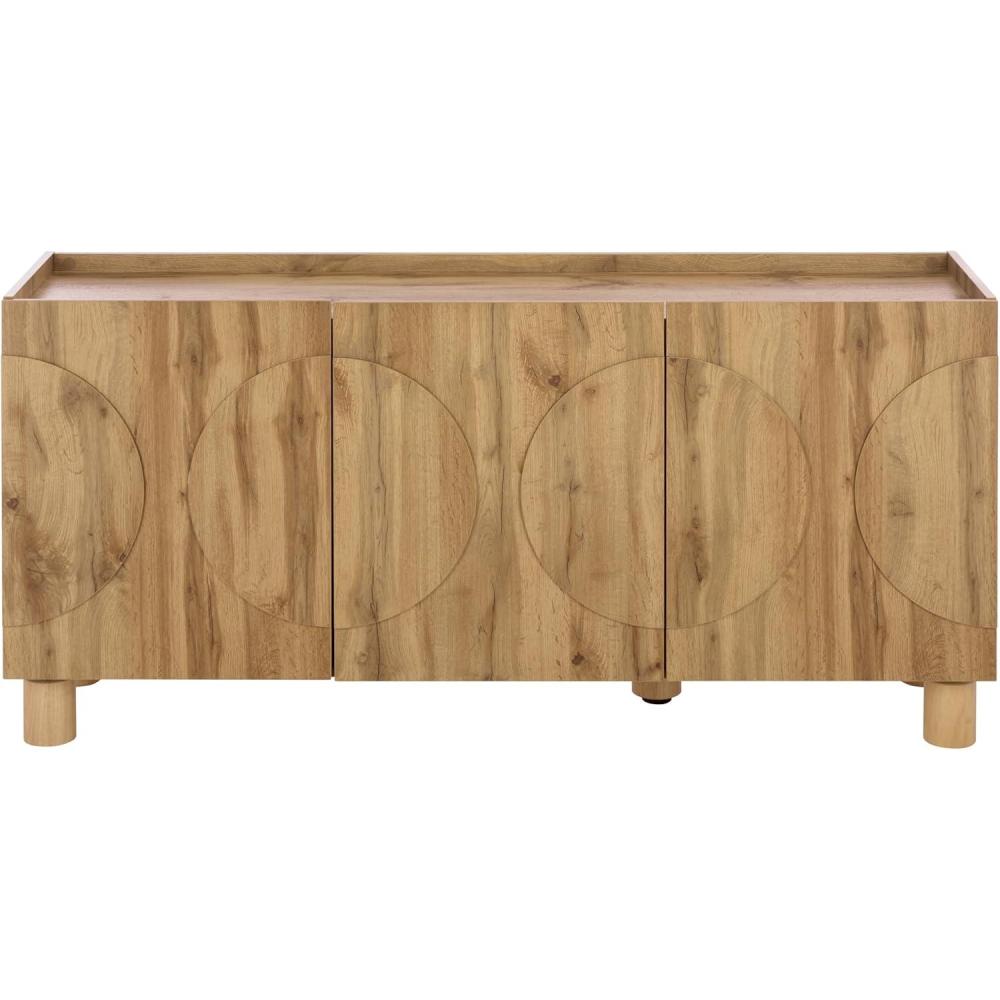 image:imageSAFAVIEH Furniture  Marrero Media Stand for TVs up to 65  Black Entertainment Media Console  4Door Storage Cabinet for Living Room Bedroom MED3121BOak