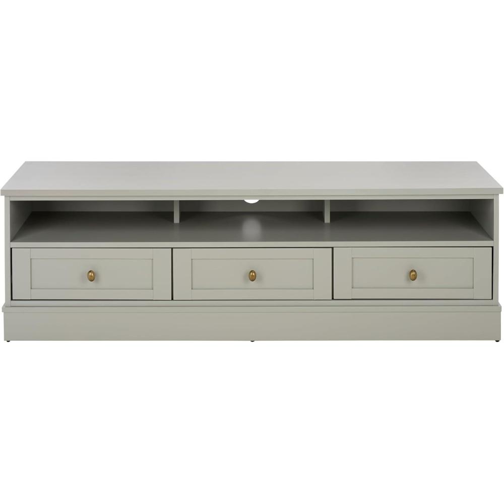 image:imageSAFAVIEH Furniture  Shafa Media Stand for TVs up to 55  Natural amp Brass 3Drawer Entertainment Media Console  Storage Cabinet for Living Room Bedroom MED3123BLight GreyBrass