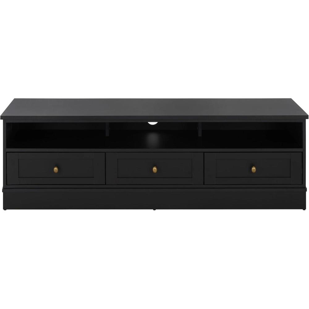 image:imageSAFAVIEH Furniture  Shafa Media Stand for TVs up to 55  Natural amp Brass 3Drawer Entertainment Media Console  Storage Cabinet for Living Room Bedroom MED3123BBlackBrass