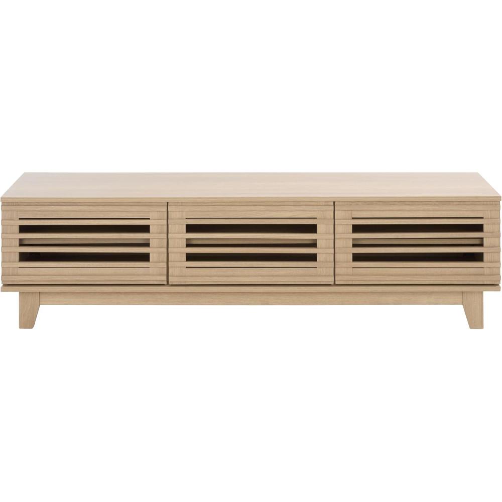 image:imageSAFAVIEH Furniture  Zulie Media Stand for TVs up to 65  Natural Brown Entertainment Media Console  Slatted Door Storage Cabinet for Living Room Bedroom MED3120ANatural