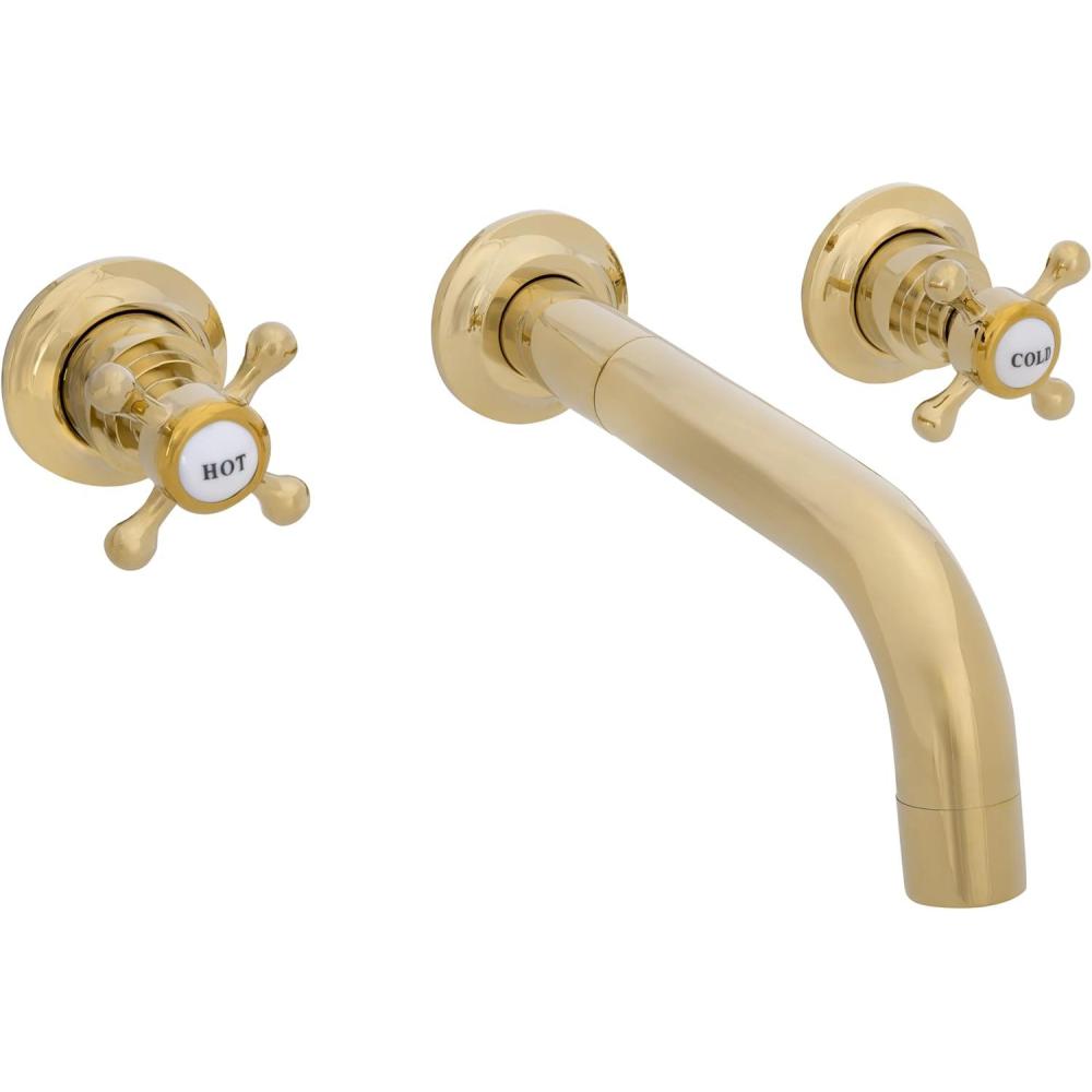 image:imageSAFAVIEH Solea Bath Chelsea Bathroom Faucet Contemporary Chrome Brass WallMount SingleLever Design BRF1015GGold