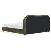SAFAVIEH Couture – Beccarose King Bed – Contemporary Design – Dark Green Chenille & Walnut Legs – Ideal for Bedroom, Guest Room, 86″ W x 88″ D x 45″ H (SFV4811H-K)