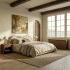 SAFAVIEH Couture – Beccarose Queen Bed – Contemporary Design – Brown Chenille & Walnut Legs – Ideal for Bedroom, Guest Room, 70.5″ W x 88″ D x 45″ H (SFV4811I-Q)