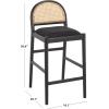 SAFAVIEH Couture – Laylie 37-Inch Counter Stool – Black Solid Wood & Cushion with Natural Cane Rattan Weave – Fully Assembled – Ideal for Kitchen, Dining Room (SFV1608D)