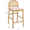 SAFAVIEH Couture – Laylie 37-Inch Counter Stool – Natural Solid Wood & Cane Rattan Weave with White Cushion – Fully Assembled – Ideal for Kitchen, Dining Room (SFV1608E)