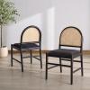 SAFAVIEH Couture – Laylie Dining Chair Set of 2 – Black Solid Wood & Cushion with Natural Cane Rattan Weave – Fully Assembled – Ideal for Dining Room, Kitchen, 18″ Seat Height (SFV1607D-SET2)