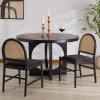 SAFAVIEH Couture – Laylie Dining Chair Set of 2 – Black Solid Wood & Cushion with Natural Cane Rattan Weave – Fully Assembled – Ideal for Dining Room, Kitchen, 18″ Seat Height (SFV1607D-SET2)