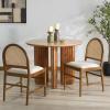 SAFAVIEH Couture – Laylie Dining Chair Set of 2 – Medium Oak Solid Wood & Cane Rattan Weave with White Cushion – Fully Assembled – Ideal for Dining Room, Kitchen, 18″ Seat Height (SFV1607F-SET2)