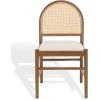 SAFAVIEH Couture – Laylie Dining Chair Set of 2 – Medium Oak Solid Wood & Cane Rattan Weave with White Cushion – Fully Assembled – Ideal for Dining Room, Kitchen, 18″ Seat Height (SFV1607F-SET2)