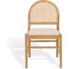SAFAVIEH Couture – Laylie Dining Chair Set of 2 – Natural Solid Wood & Cane Rattan Weave with White Cushion – Fully Assembled – Ideal for Dining Room, Kitchen, 18″ Seat Height (SFV1607E-SET2)