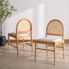 SAFAVIEH Couture – Laylie Dining Chair Set of 2 – Natural Solid Wood & Cane Rattan Weave with White Cushion – Fully Assembled – Ideal for Dining Room, Kitchen, 18″ Seat Height (SFV1607E-SET2)