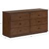SAFAVIEH Couture – Octavian Rope Detail Dresser – Walnut Oak – 6-Drawer Storage Chest – Fully Assembled – Ideal for Bedroom, Guest Room, 66″ W x 20″ D x 34″ H (SFV2234B)(Dark Walnut)