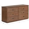 SAFAVIEH Couture – Octavian Rope Detail Dresser – Walnut Oak – 6-Drawer Storage Chest – Fully Assembled – Ideal for Bedroom, Guest Room, 66″ W x 20″ D x 34″ H (SFV2234B)(Walnut)