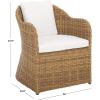 SAFAVIEH Couture Outdoor Collection Melbourne Natural/White Cushion Wicker Patio Dining Chair