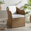 SAFAVIEH Couture Outdoor Collection Melbourne Natural/White Cushion Wicker Patio Dining Chair