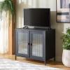 SAFAVIEH Furniture – Donahue Media Stand for TVs up to 32″ – Black 2-Door Storage Entertainment Media Console for Living Room, Bedroom & Family Room (MED3122A)(Black/Black)