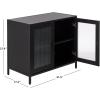 SAFAVIEH Furniture – Donahue Media Stand for TVs up to 32″ – Black 2-Door Storage Entertainment Media Console for Living Room, Bedroom & Family Room (MED3122A)(Black/Black)
