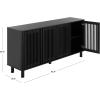 SAFAVIEH Furniture – Isak Media Stand for TVs up to 70″ – Black Slat Door Entertainment Media Console – Storage Cabinet for Living Room, Bedroom (MED3127B)(Black/Black)