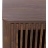 SAFAVIEH Furniture – Isak Media Stand for TVs up to 70″ – Black Slat Door Entertainment Media Console – Storage Cabinet for Living Room, Bedroom (MED3127B)(Dark Brown/Brass)