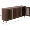 SAFAVIEH Furniture – Isak Media Stand for TVs up to 70″ – Black Slat Door Entertainment Media Console – Storage Cabinet for Living Room, Bedroom (MED3127B)(Dark Brown/Brass)