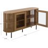 SAFAVIEH Furniture – Kiyoshi Media Stand for TVs up to 65″ – Oak & Black 2-Door Modern Entertainment Console with Shelving (MED3606A)(Oak/Black)