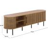 SAFAVIEH Furniture – Kiyoshi Media Stand for TVs up to 75″ – Oak & Black 5-Shelf Entertainment Media Console with Slatted Doors, Modern Storage Cabinet (MED3600A)(Oak/Black)