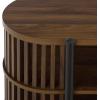 SAFAVIEH Furniture – Marami Oval Media Stand for TVs up to 50″ – Walnut & Black Modern Entertainment Console with Open Shelving and Slatted Sides (MED3602A)(Walnut/Black)