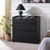 SAFAVIEH Furniture – Mishi 3-Drawer Chest – Oak Wood-Look Dresser with Storage, Modern Bedroom & Guest Room Storage Cabinet, 32″ W x 18.3″ D x 31.5″ H (CHS3101A)(Black)